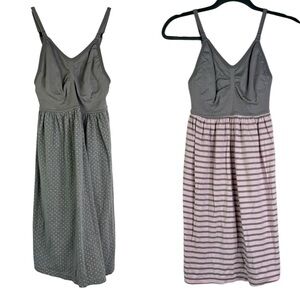 Motherhood Bundle of 2 Maternity Casual‎ Dresses Breastfeeding Gray Pink Small S